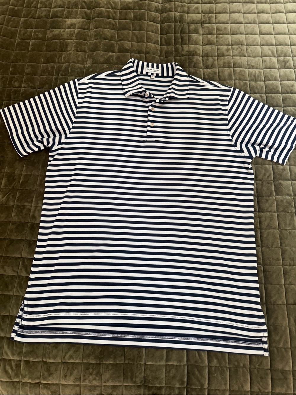 Peter Millar Crown Sport Summer Comfort Jersey Polo - Men’s Large NAVY/WHITE